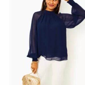 Lilly Pulitzer Navy Blue Sheer Blouse NWT!!!